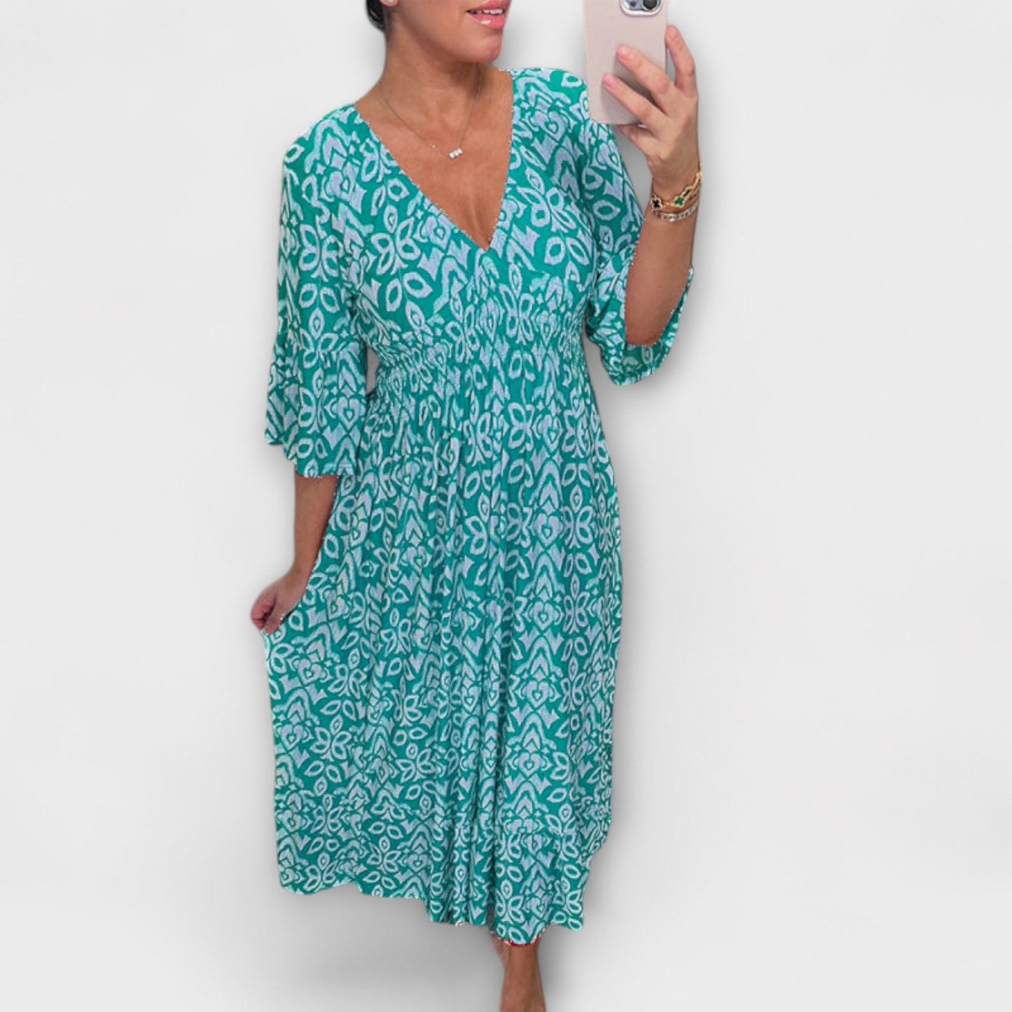 Jazlynn - Boho Sukienka w Kwiaty