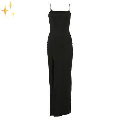 Sukienka Jasmin Maxi Bodycon z Ramiączkami i Rozcięciem na Boku dla Olśniewającego Klasycznego Wieczorowego Looku