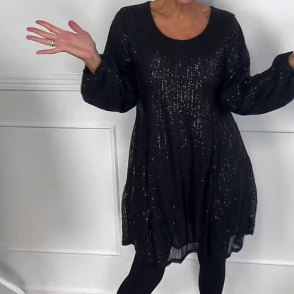 Czarna Sukienka z Cekinami