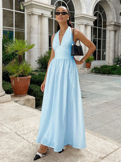 Sukienka damska maxi – V-hals lekka i elegancka