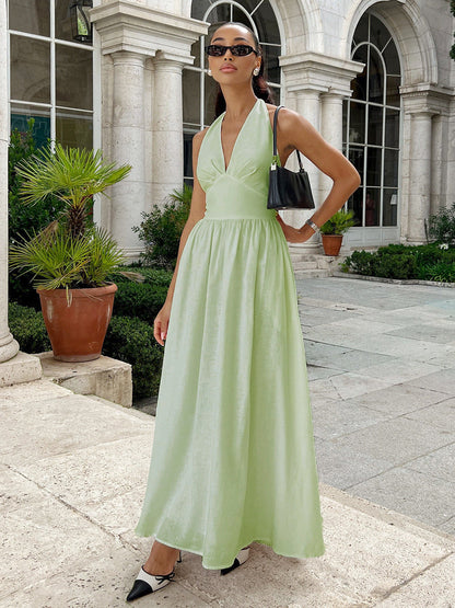 Sukienka damska maxi – V-hals lekka i elegancka