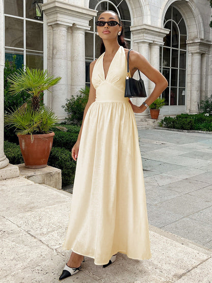 Sukienka damska maxi – V-hals lekka i elegancka